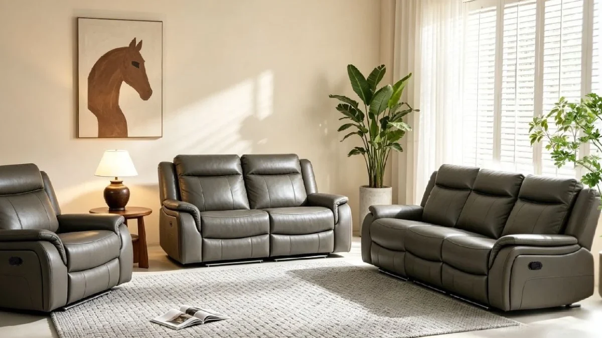 Grey Leather Sofa